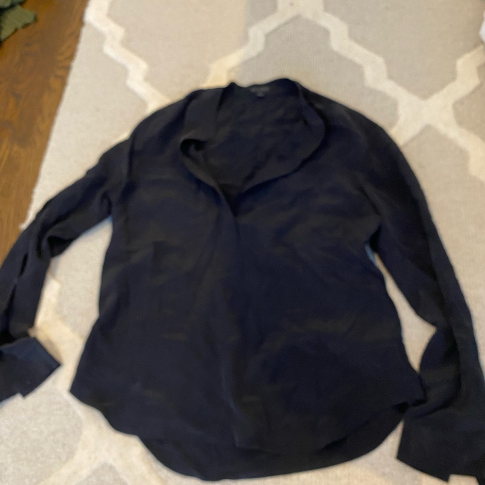 all saints black silk button up